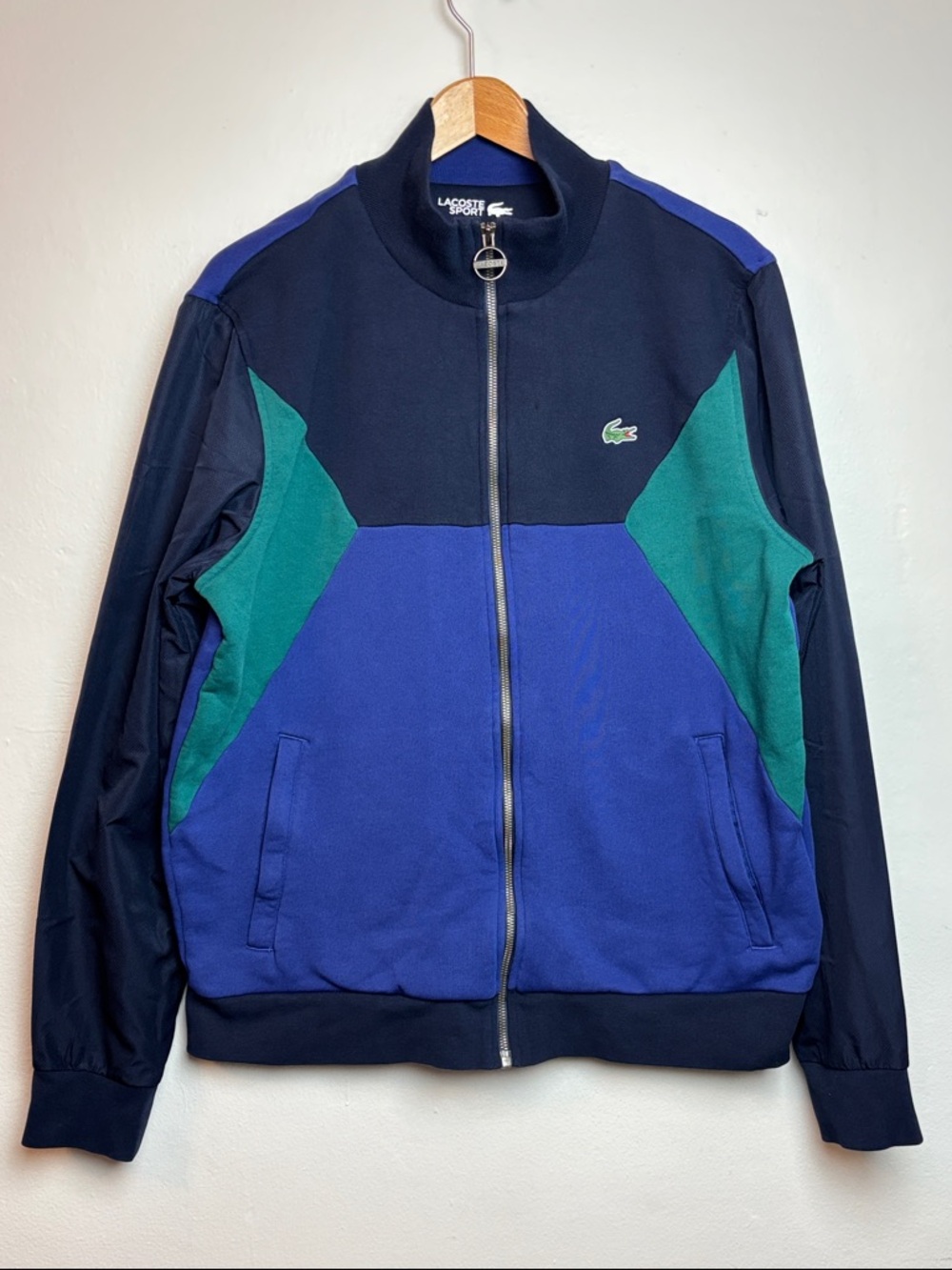 Lacoste Men's Large Sport Bi-Material Colourblock Zip Tennis Sweatshirt